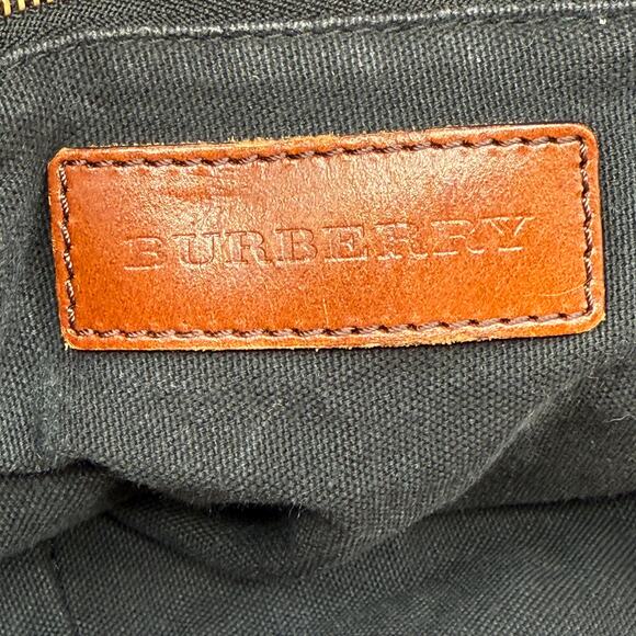 COA  Burberry Haymarket Check Tote Bag Leather Trim Italy Shoulder Crossbody - Picture 11 of 16